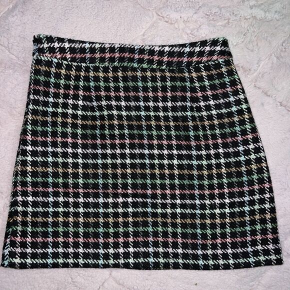 english factory plaid tweed mini skirt women’s small (S) multicolor - Picture 6 of 6